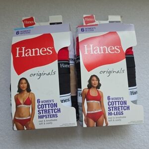 Lot 2 Hanes Women’s Cotton Stretch 6-Pack Each (12‎ Total) Size 9/2XL New